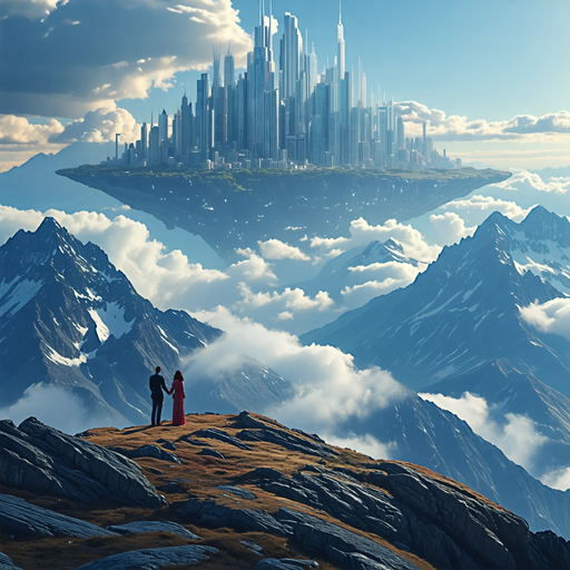 A Dreamy Glimpse of a Futuristic City Above the Clouds