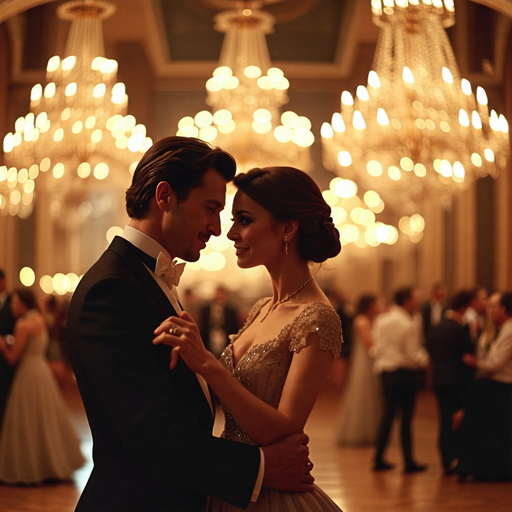 A Moment of Elegant Intimacy: A Couple’s Dance in the Bokeh Lights