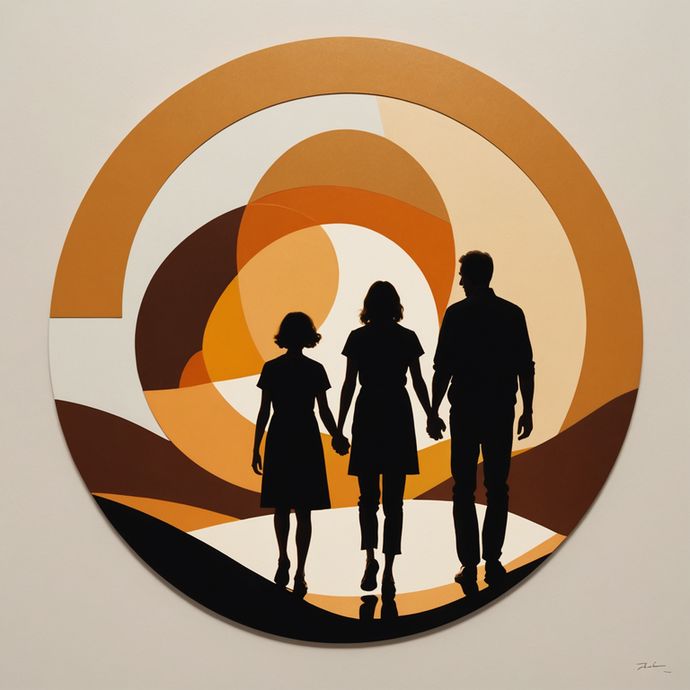 Silhouettes of a Family Embracing the Unknown