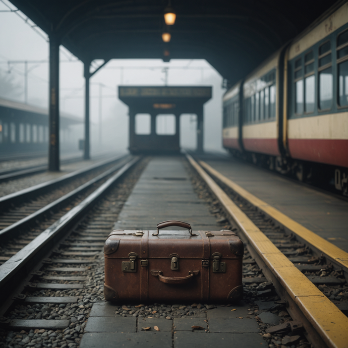 Lost in the Fog: A Vintage Suitcase Whispers of Journeys Past