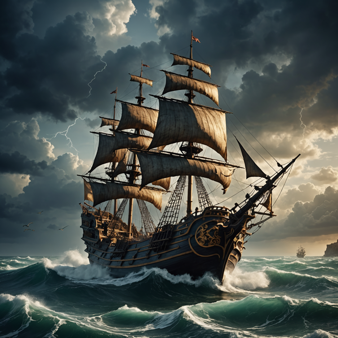 Majestic Ship Battles Stormy Seas