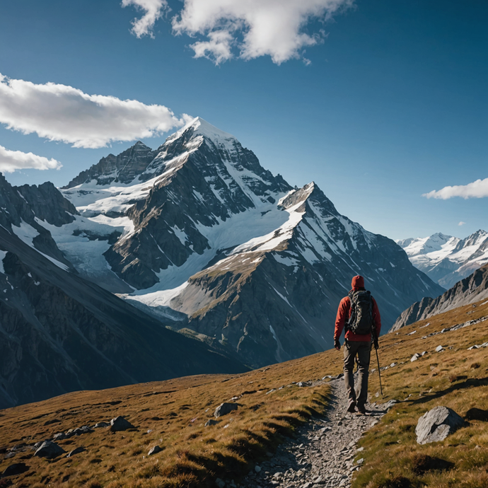 A Lone Hiker Embraces the Majesty of the Mountains