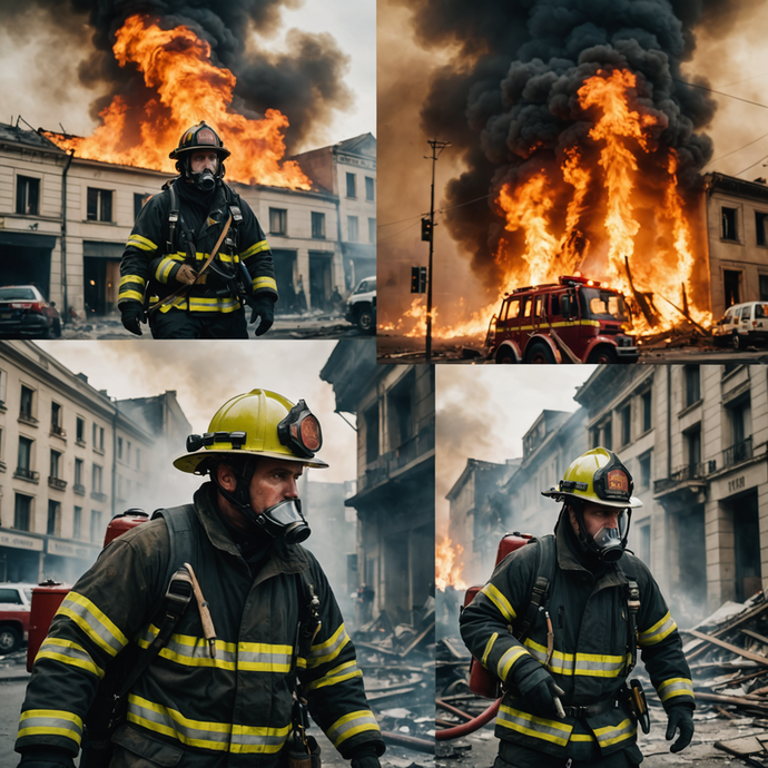 Heroic Firefighter Battles Blaze in City Street