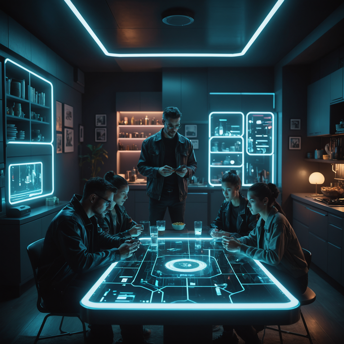 A Gathering of Secrets in a Futuristic Kitchen