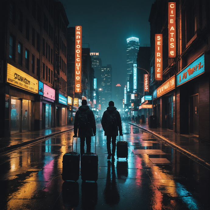 Lost in the Neon Glow: A Melancholy Stroll Through the City