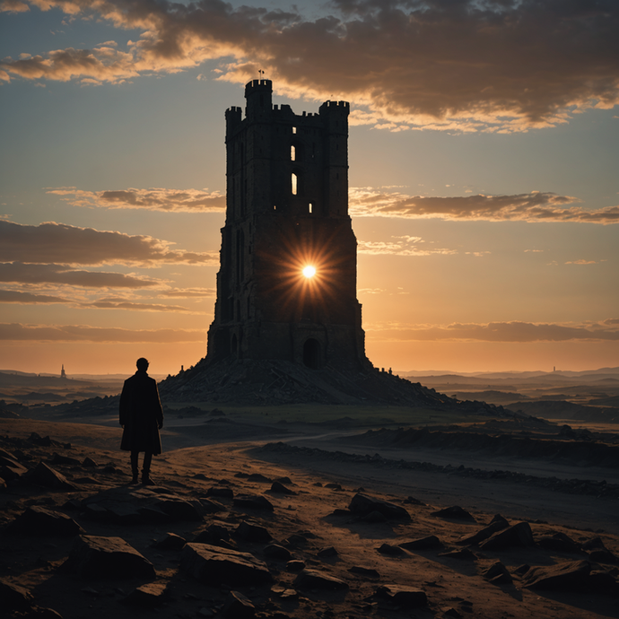 Silhouettes of Solitude: A Lone Figure in a Desolate Landscape