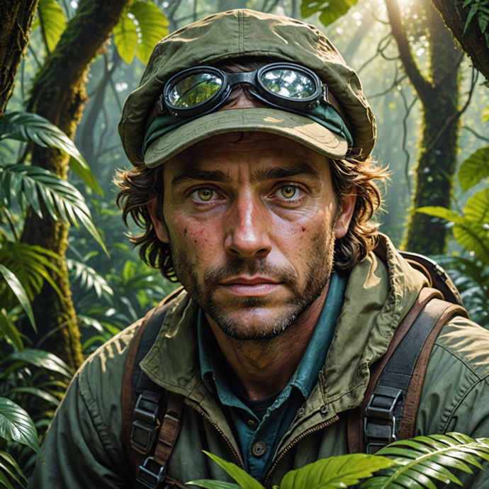 Lost in the Jungle: A Man’s Intense Gaze Holds a Secret