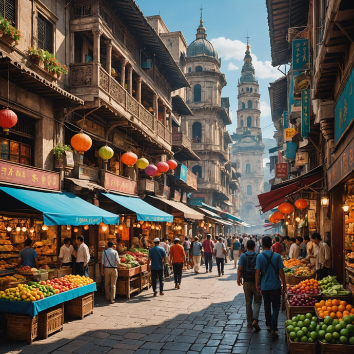 A Vibrant Street Market in China