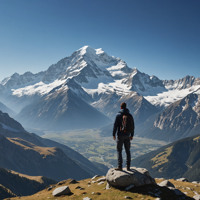 A Lone Hiker Finds Serenity Amidst Majestic Peaks