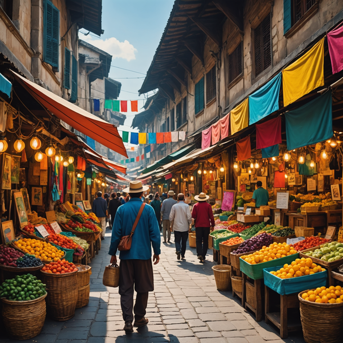 A Vibrant Street Market in Asia