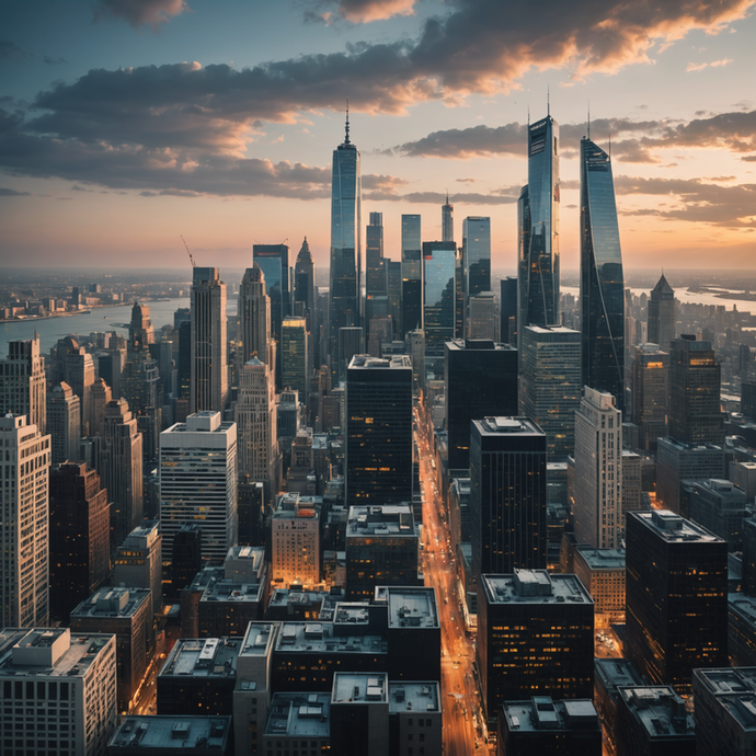 Manhattan at Sunset: A Golden Symphony of Skyscrapers