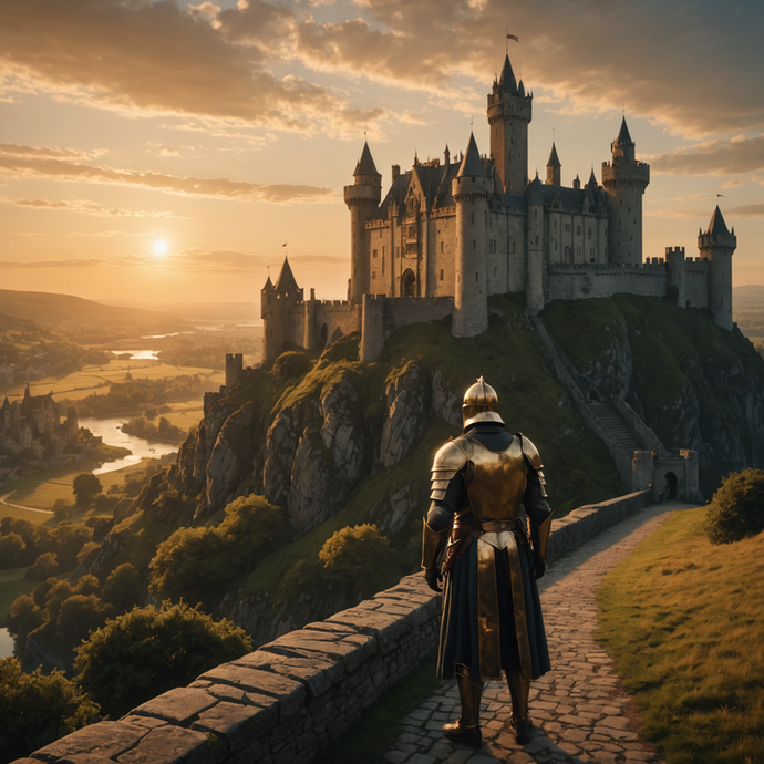 A Knight’s Farewell: A Moment of Solitude at Sunset