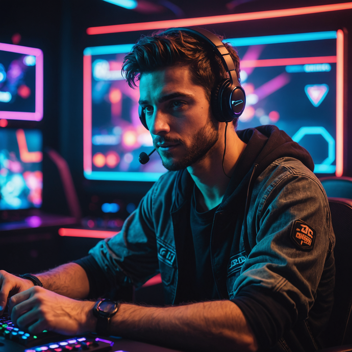 Lost in the Neon Glow: A Gamer’s Focus Under the Digital Spotlight