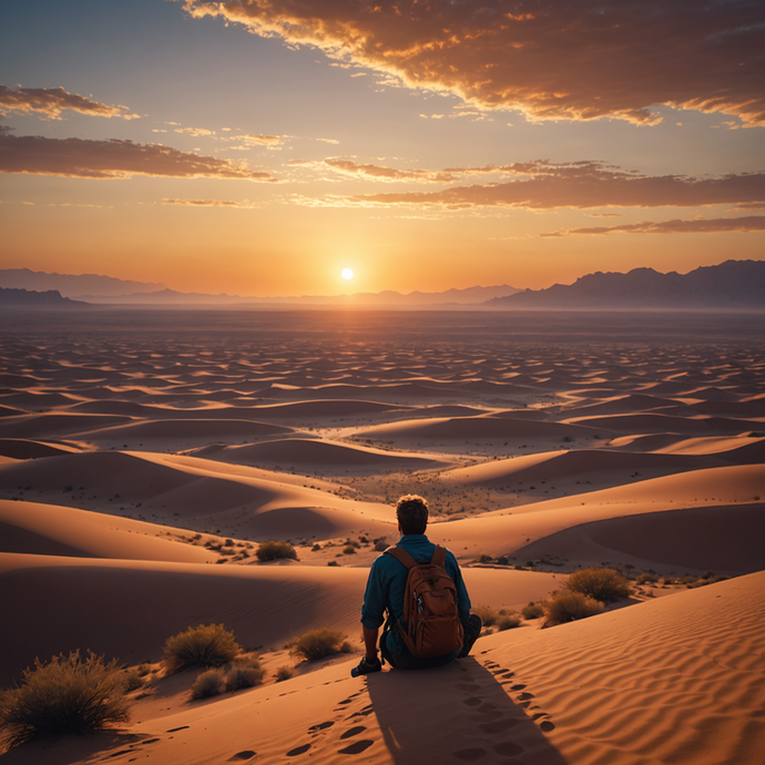 A Moment of Solitude in the Vastness of the Desert