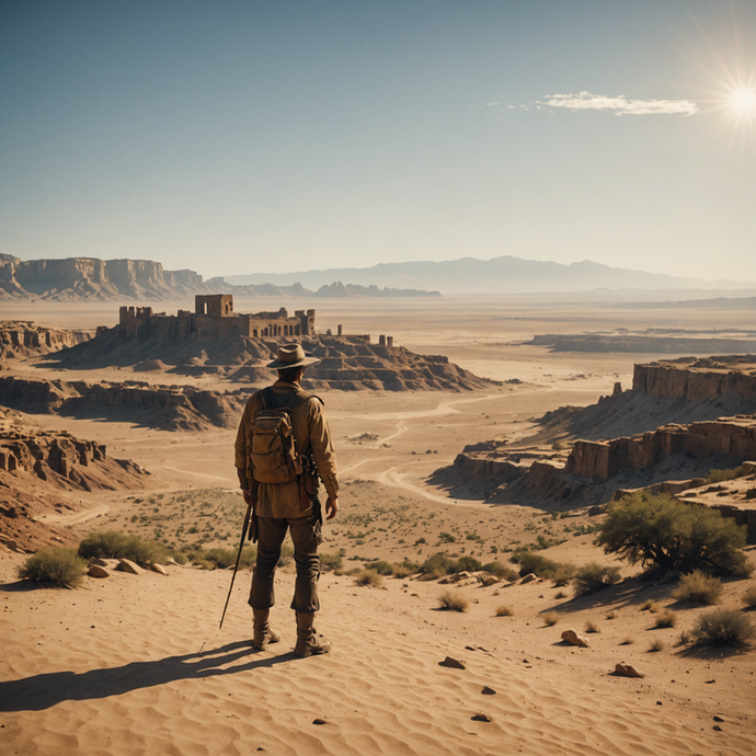 Lost in the Sands: A Lone Explorer Contemplates the Vastness of the Desert