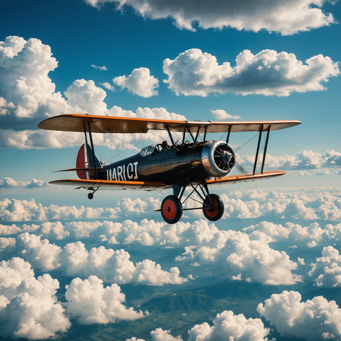 Soaring Through Nostalgia: A Vintage Biplane’s Journey Above the Clouds