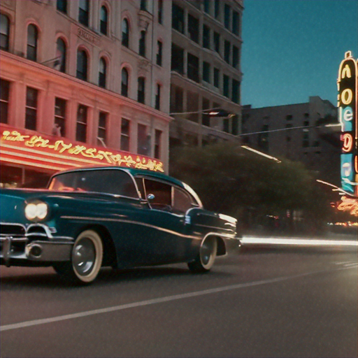 Neon Nights: A Classic Car Cruises Through Time