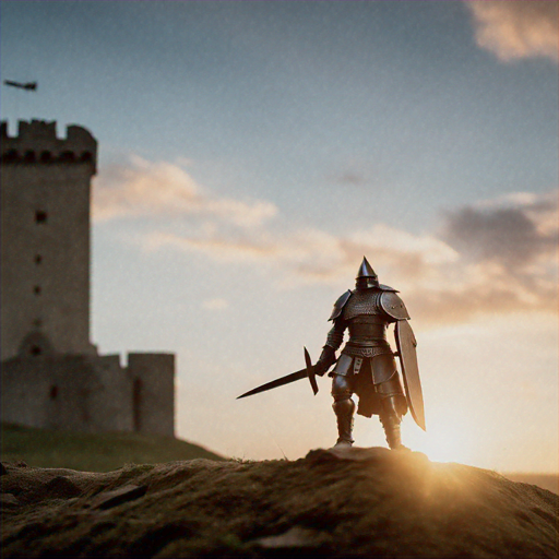 Silhouetted Knight: A Moment of Epic Power