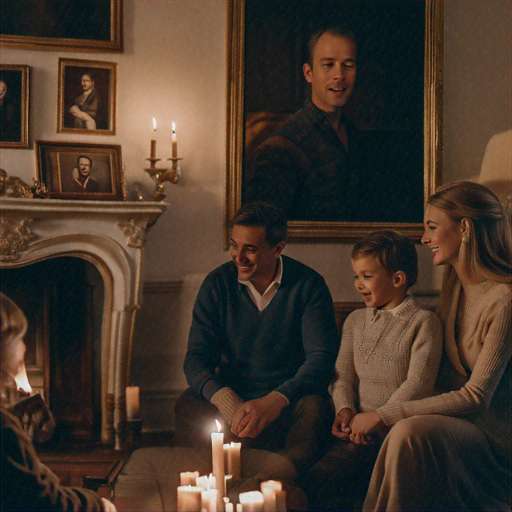 Warmth and Intimacy: A Family Gathered Around the Fireplace