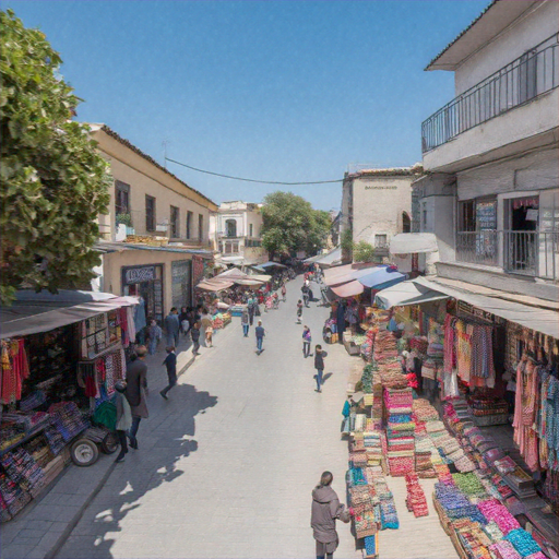 Vibrant Street Market Bustles with Color and Life