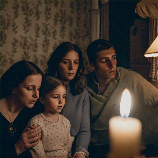 A Glimpse into the Past: A Family’s Intimate Moment by Candlelight