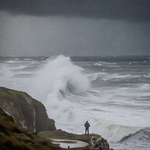 A Solitary Figure Braces Against the Fury of the Storm