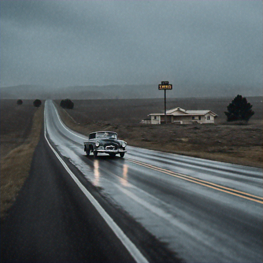 Lost in the Vastness: A Melancholy Journey on a Desolate Road