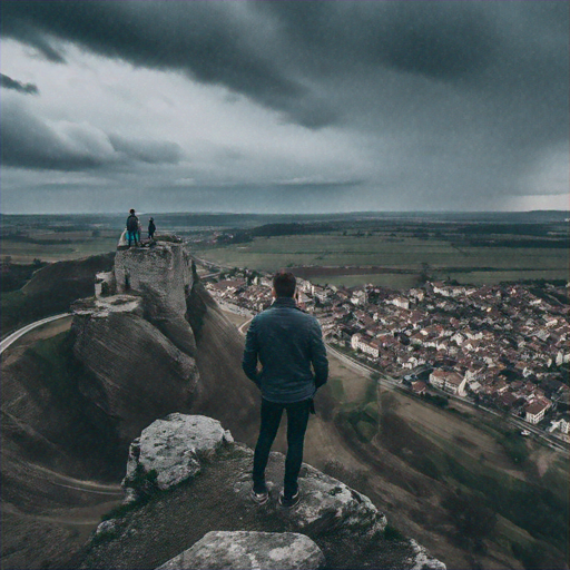 A Solitary Figure Against a Dramatic Sky