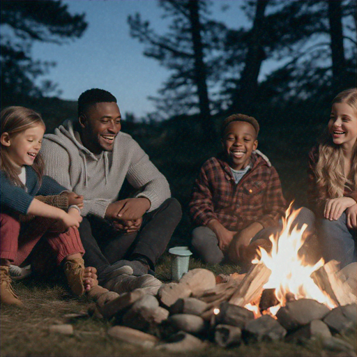 Campfire Glow: A Family’s Cozy Night Under the Stars