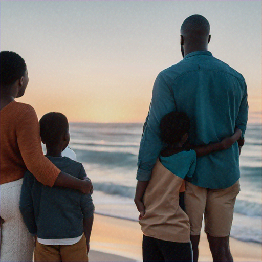 Sunset Silhouette: A Family’s Moment of Tranquility