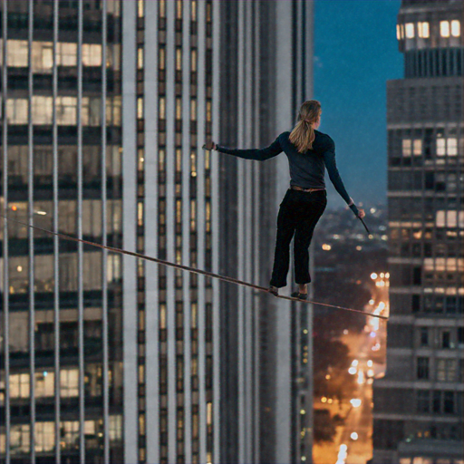 Daredevil on a Wire: Silhouette of Courage Against the Sunset