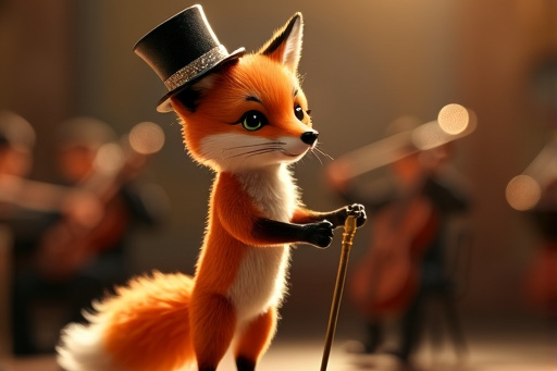 image from Tiny Characters, Big Dreams: A Fox Takes Center Stage with Bfl-flux-pro