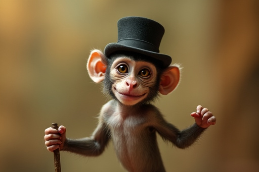 image from Tiny Characters, Big Personality: A Monkey's Tap Dance Tale with Bfl-flux-pro