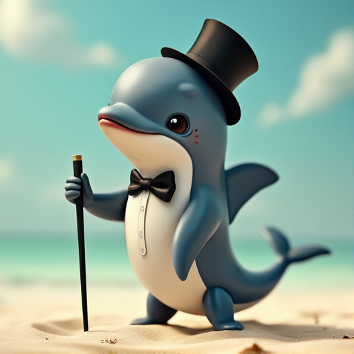 Dapper Dolphin Takes a Stroll on the Beach