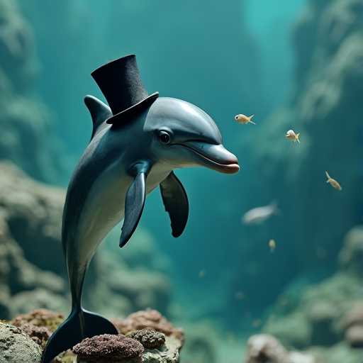 Dapper Dolphin Takes a Dip in a Whimsical Underwater World