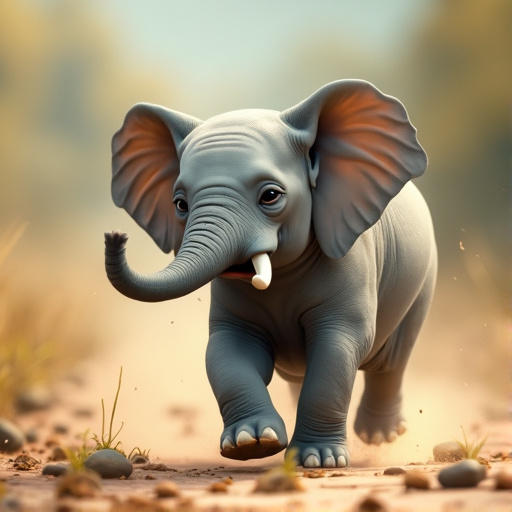 Tiny Steps, Big Smiles: A Baby Elephant’s Playful Stroll