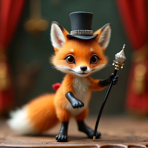 Top Hat and Cane: A Playful Fox Steals the Show