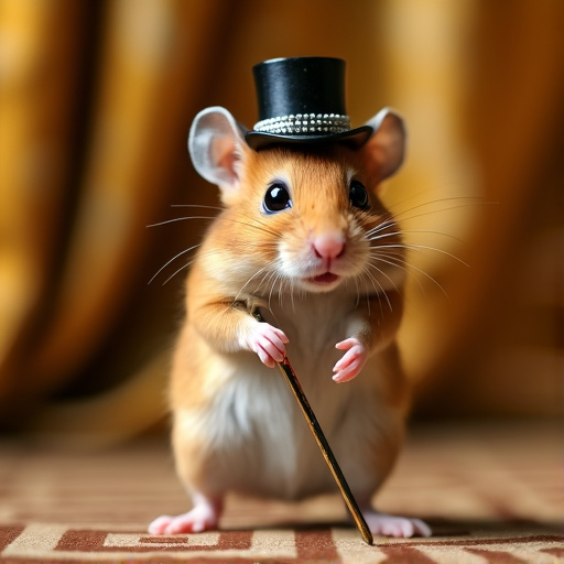 Tiny Gentleman: Hamster in Top Hat and Cane Steals the Show