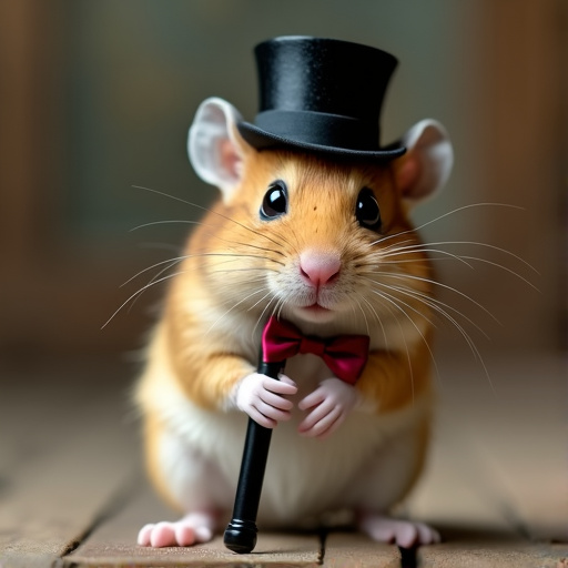 Tiny Gentleman with a Big Stick: Hamster in Top Hat Steals the Show