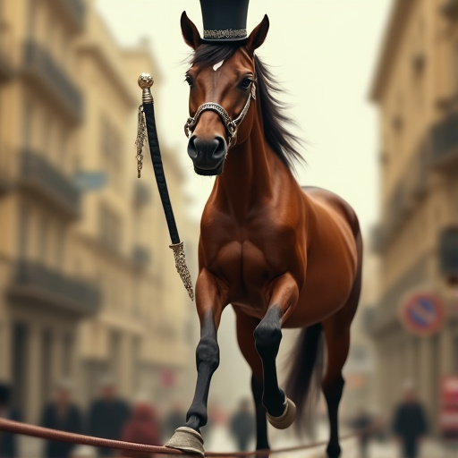 A Dash of Whimsy: Horse in a Hat Races Towards Adventure