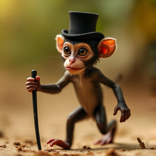 Top Hat and Walking Stick: A Monkey’s Whimsical Forest Adventure