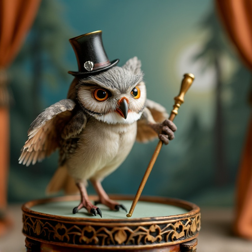 A Top-Hatted Owl with a Whimsical Air