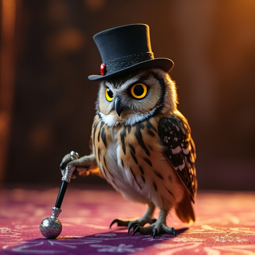 A Top-Hatted Owl with a Whimsical Flair