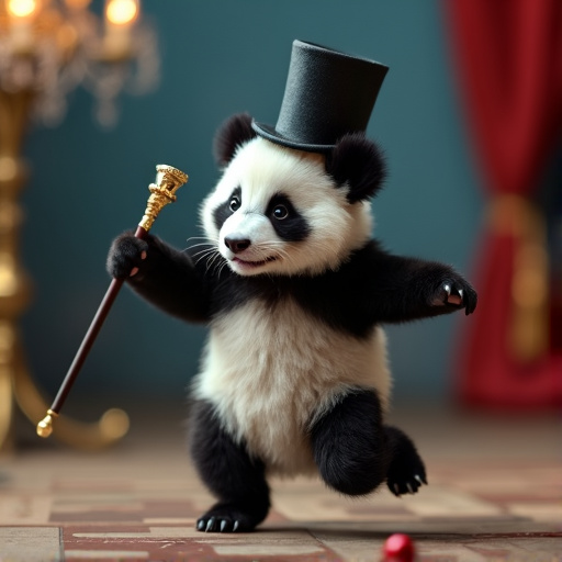 Top Hat Panda Steals the Show with Playful Charm