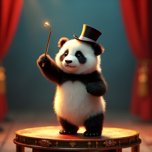 Top Hat Panda Takes the Stage in Whimsical Performance