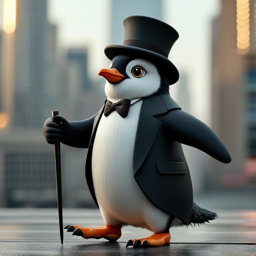 Tuxedoed Penguin Takes on the City