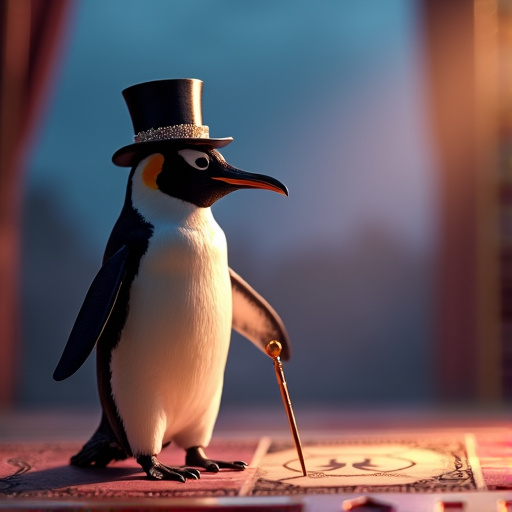 A Penguin’s Grand Entrance: Whimsical Elegance in a Top Hat