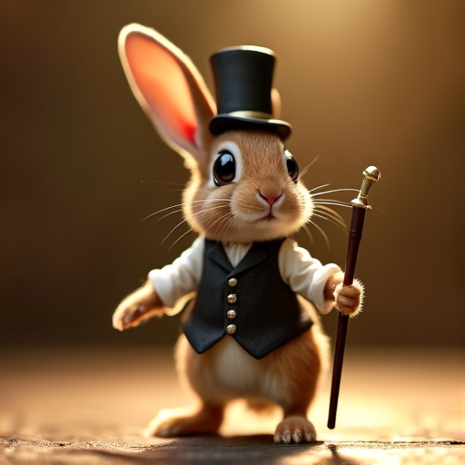 Top Hatted Rabbit Steals the Show with Whimsical Charm