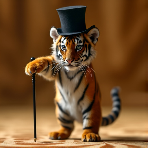 Tiny Tiger in a Top Hat: Whimsical Charm Meets Wild Fun