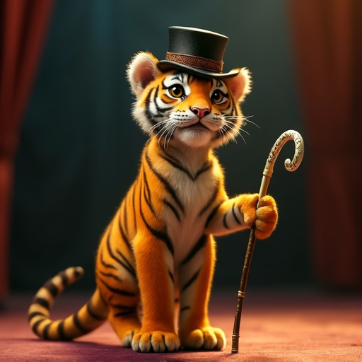 Tiny Tiger Takes the Stage in a Whimsical Performance